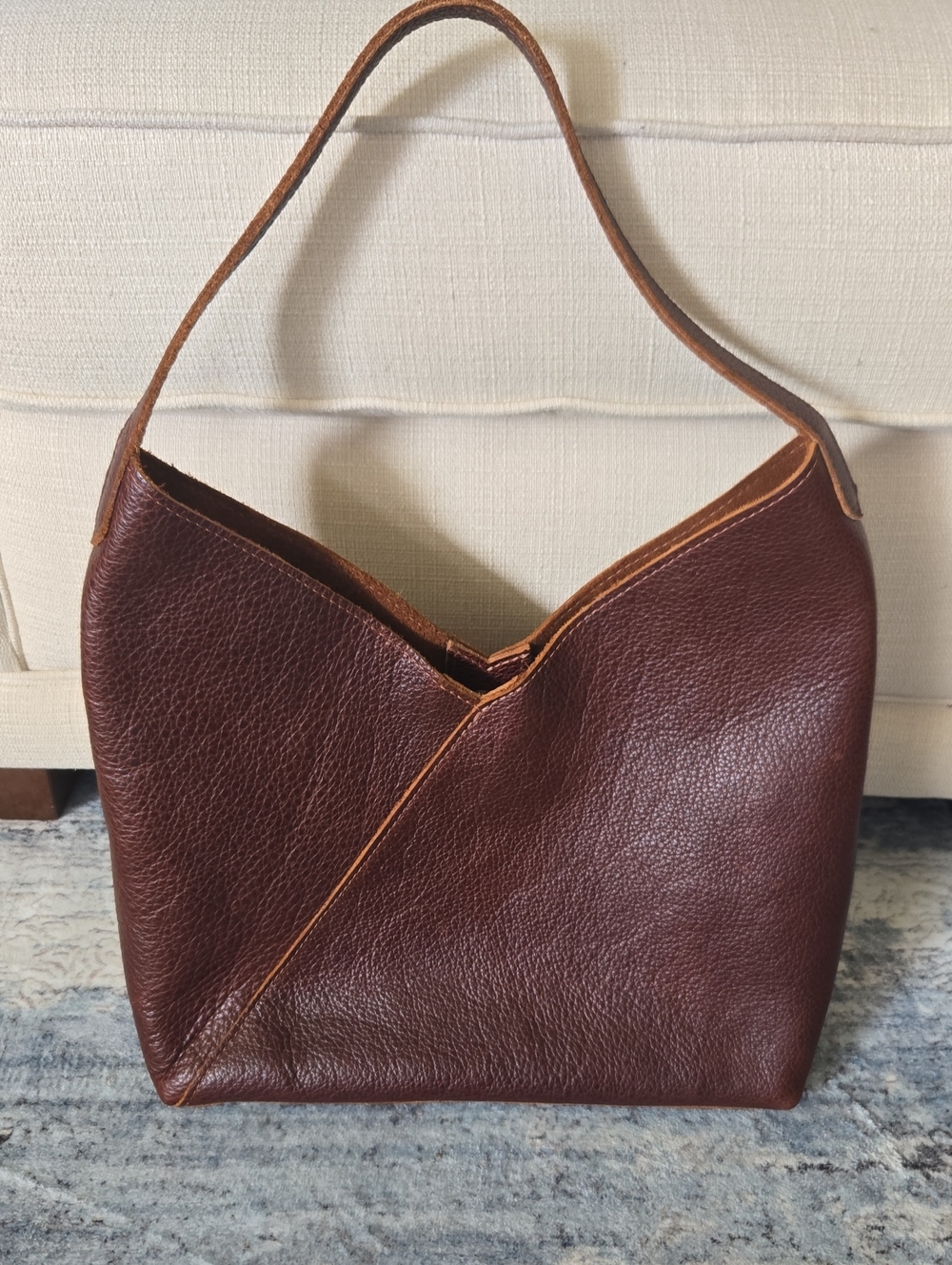 Portland Leather Deep Brown Pebble-Grain Shoulder Bag